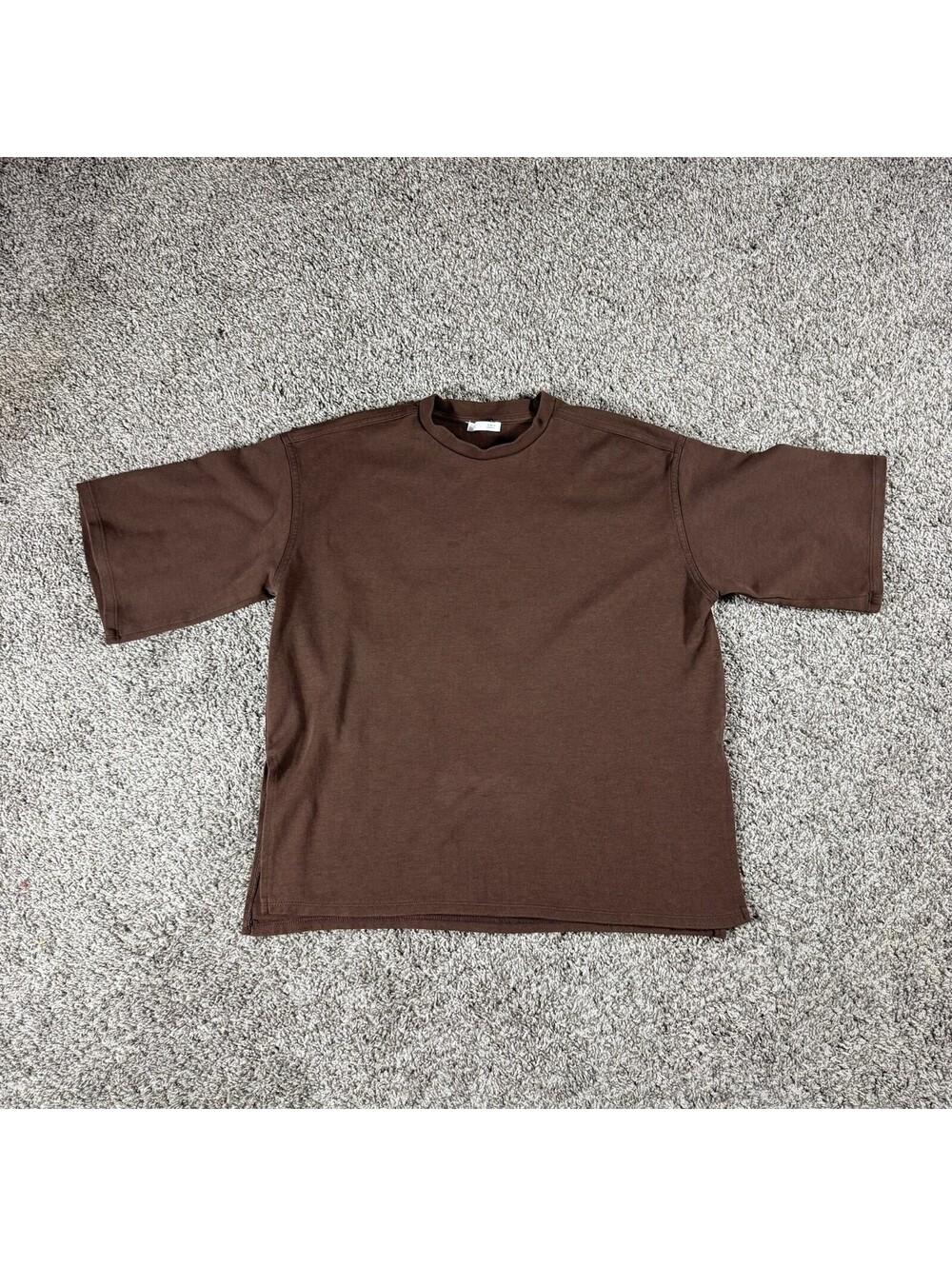 ZARA Women’s Brown Oversized Boxy T Shirt Size M Cotton Blend Short Sleeve Casua